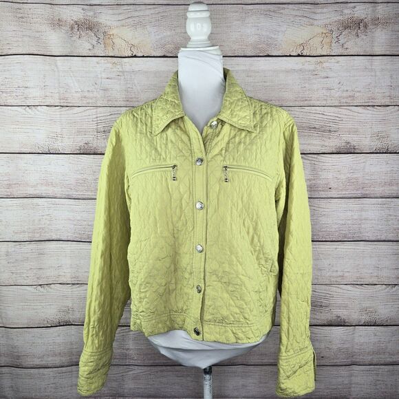 Debra DeRoo 100% Silk Button Front Lightweight Quilted Casual Chic Jacket Large - Picture 1 of 7